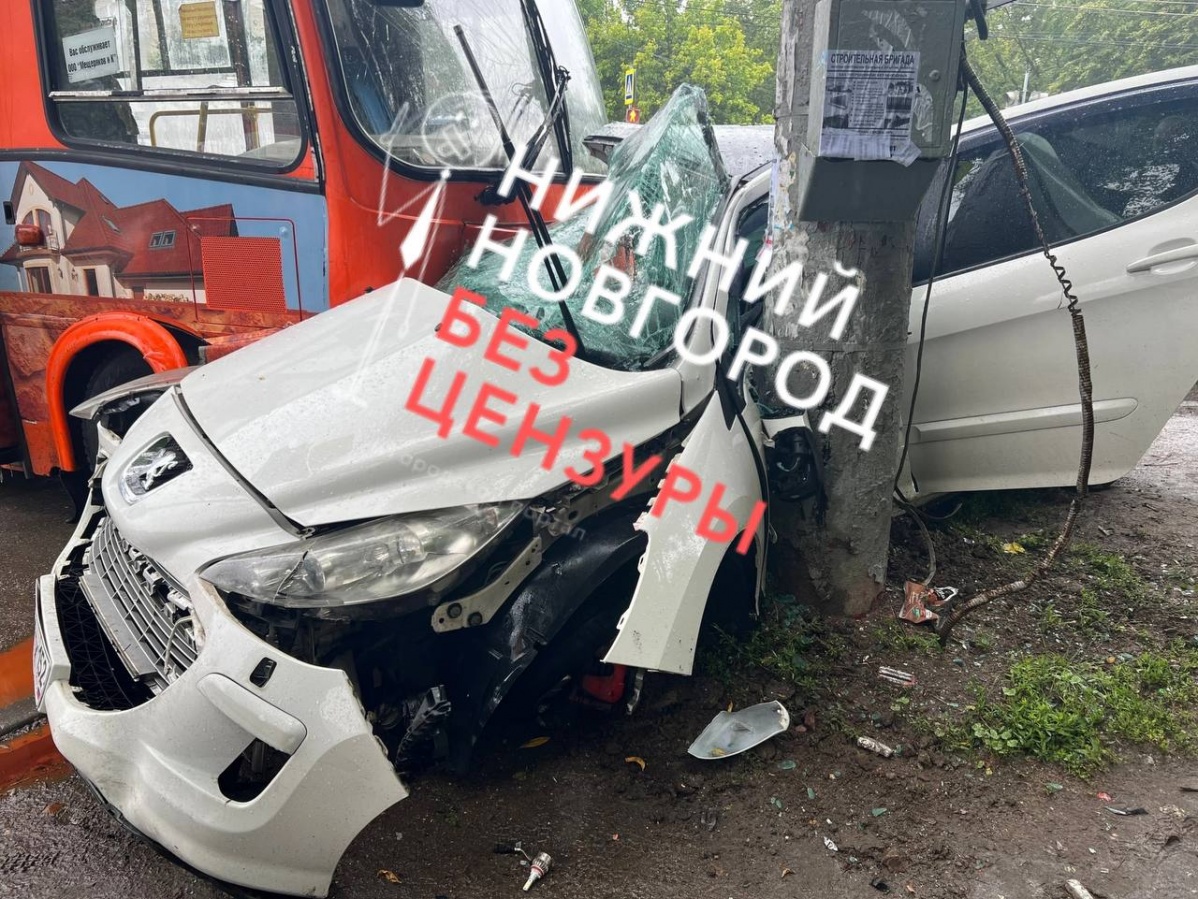 Маршрутка вмяла Peugeot в столб на проспекте Героев - фото 1