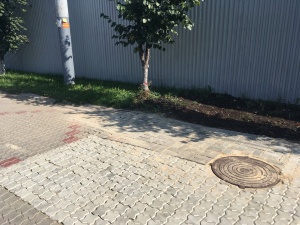 Провал тротуара из-за размытия грунта на Мызе устранен