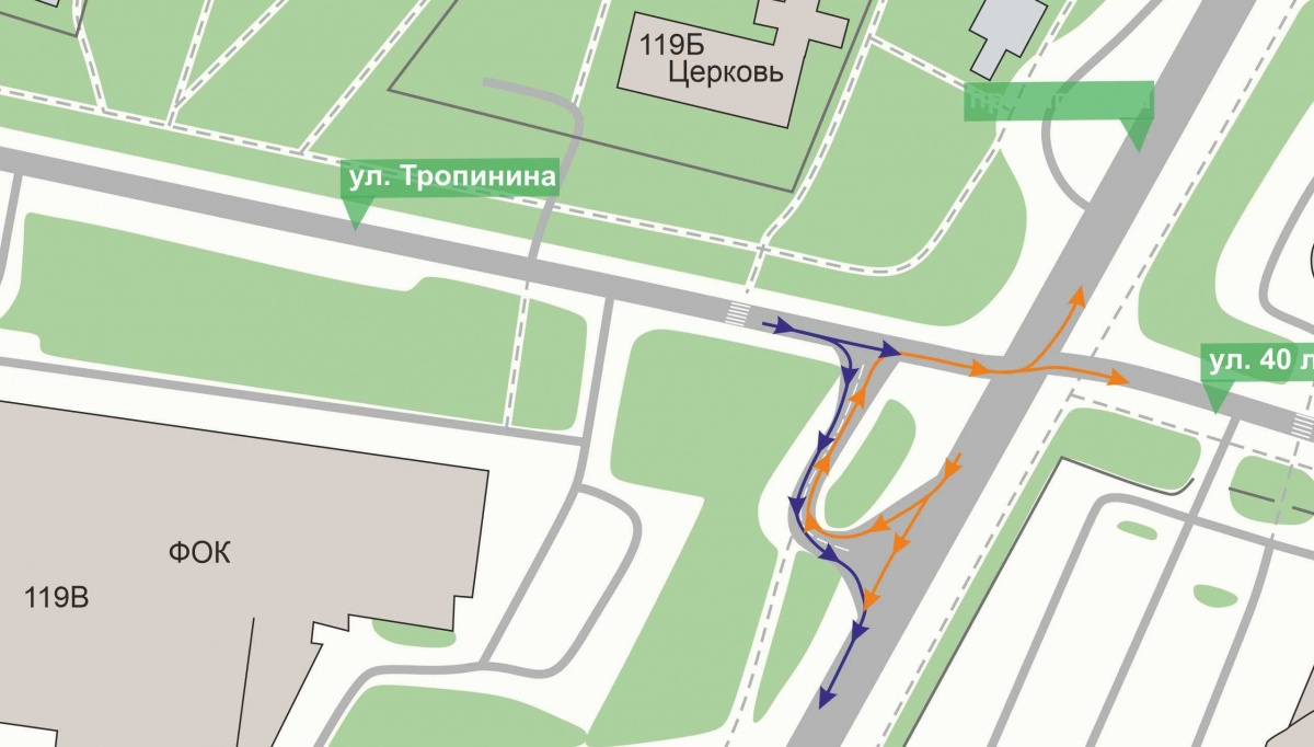 Схема движения изменилась на перекрестке проспекта Гагарина и улицы Тропинина - фото 2